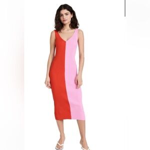 Staud Dana Dress. Size S (runs large). Pink & Red